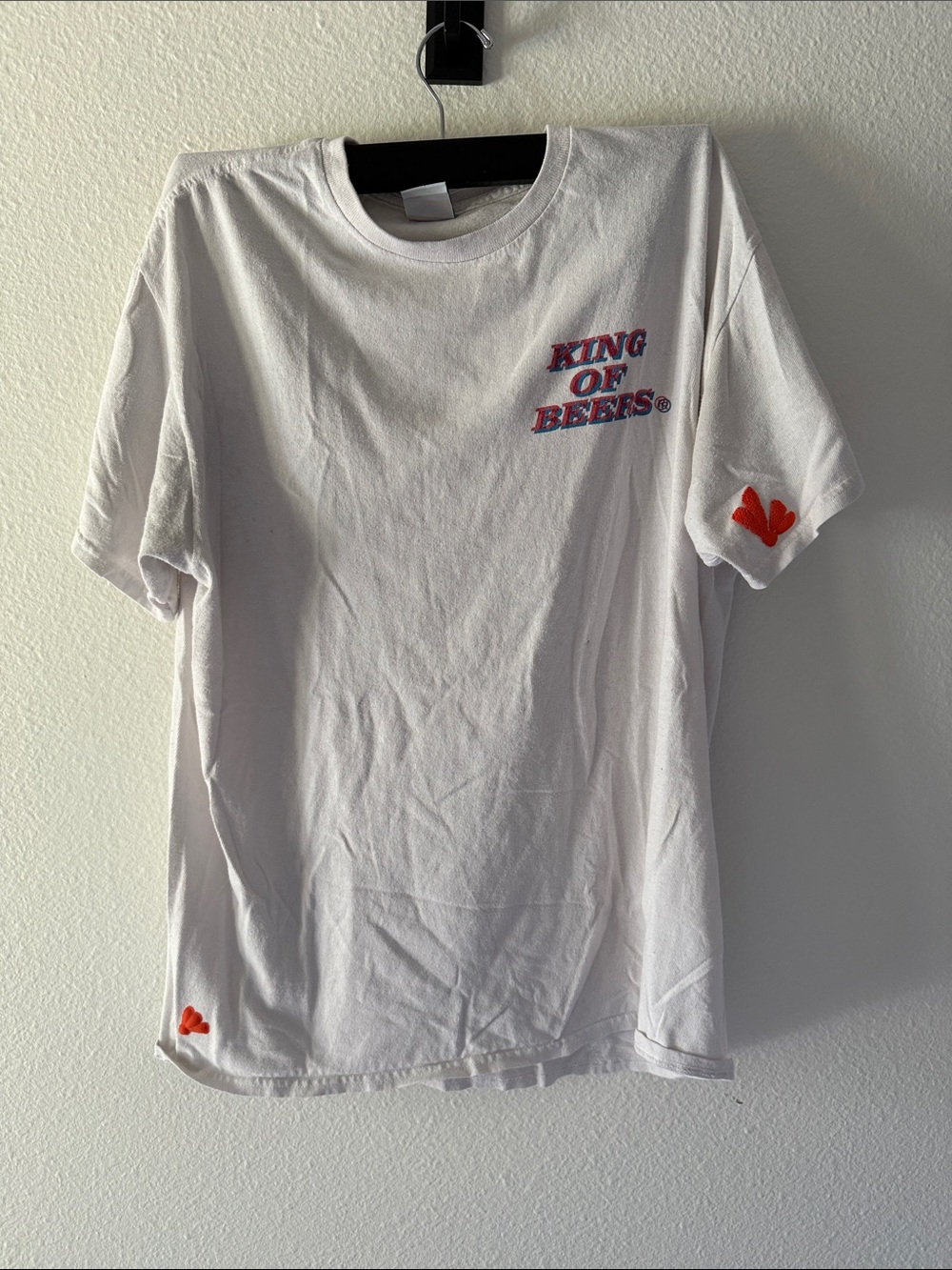 Junk Food Clothing White 'King of Beers' Short Sleeve Tee with Red Accents